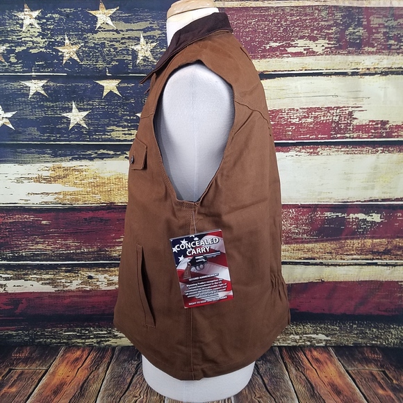 WYOMING TRADERS CODY CONCEALED CARRY CANVAS VEST - CHOCOLATE - Picture 4 of 8